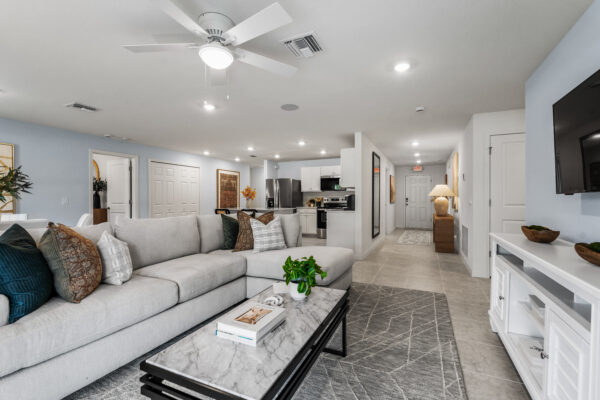 The living area of the Majestic floorplan from the Holiday Builders Value Collection