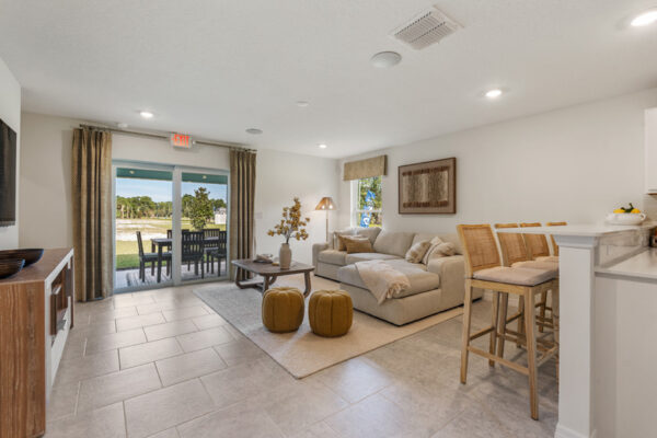 Richmond Cove King Model Living Room with patio