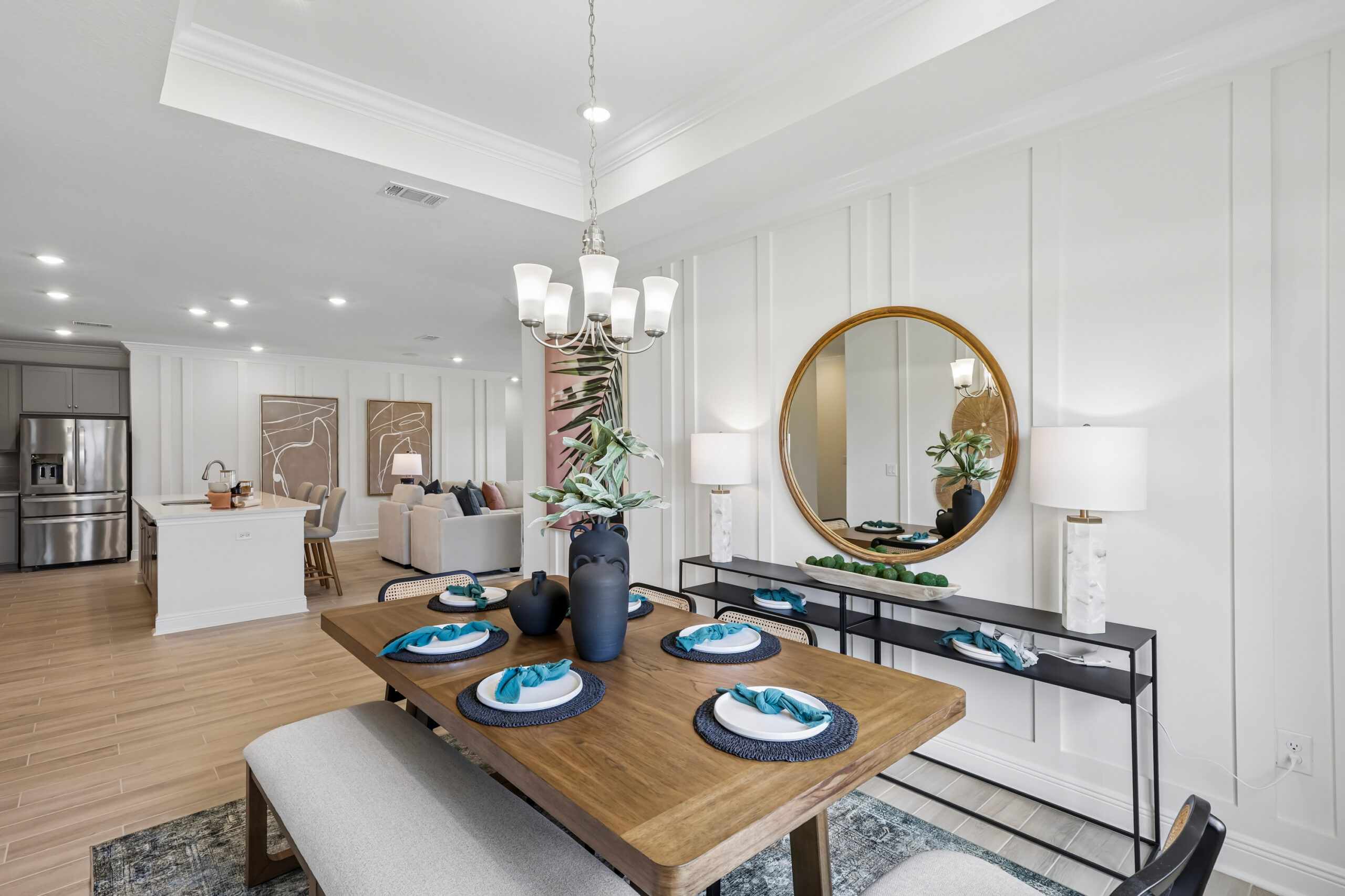The Dining and Living Areas in the Santa Rosa Floorplan from the Cornerstone Collection