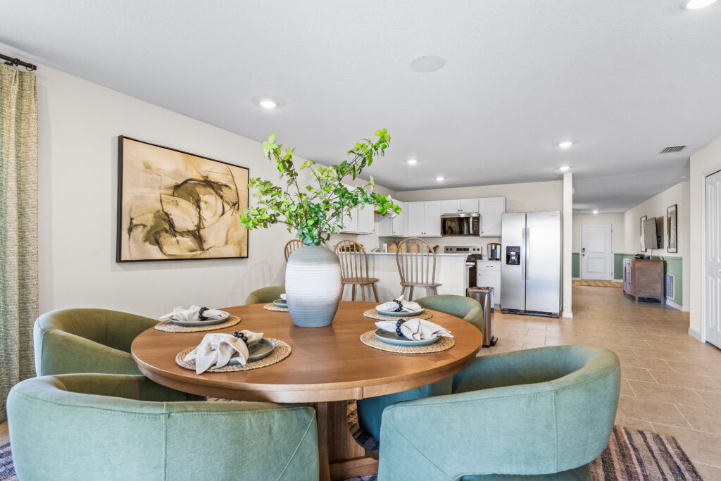 The Dining and Kitchen Areas in the King Floorplan from the Value Collection
