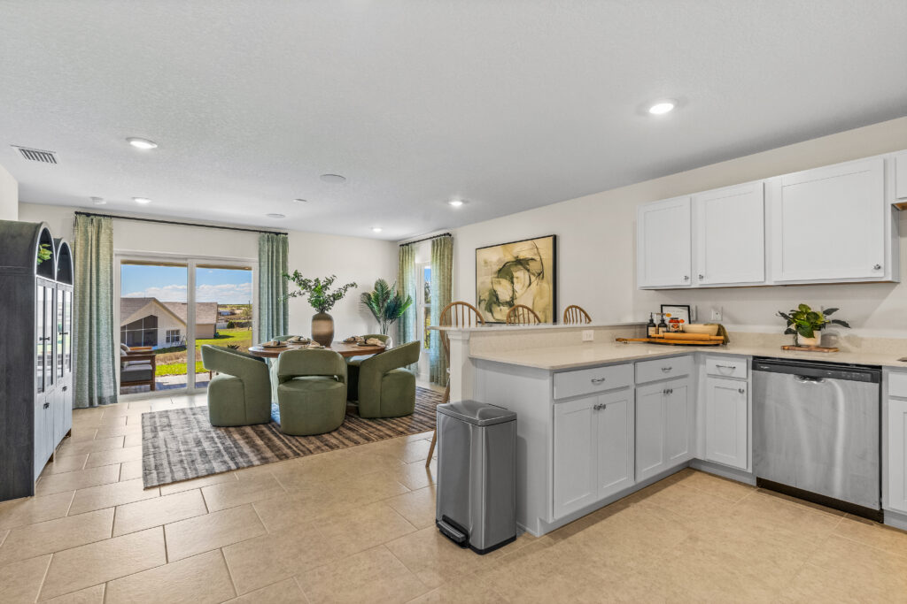 The Kitchen and Dining Areas in the King Floorplan from the Value Collection