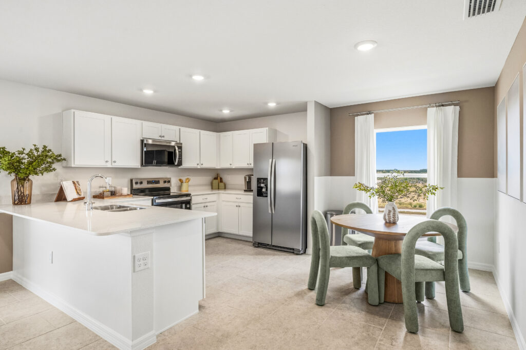 The Kitchen and Dining Areas in the King Floorplan from the Value Collection