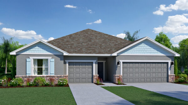 The exterior of the Symphony Elevation B with Stone from the HB-Gen Multi-Generational Living Cornerstone Collection