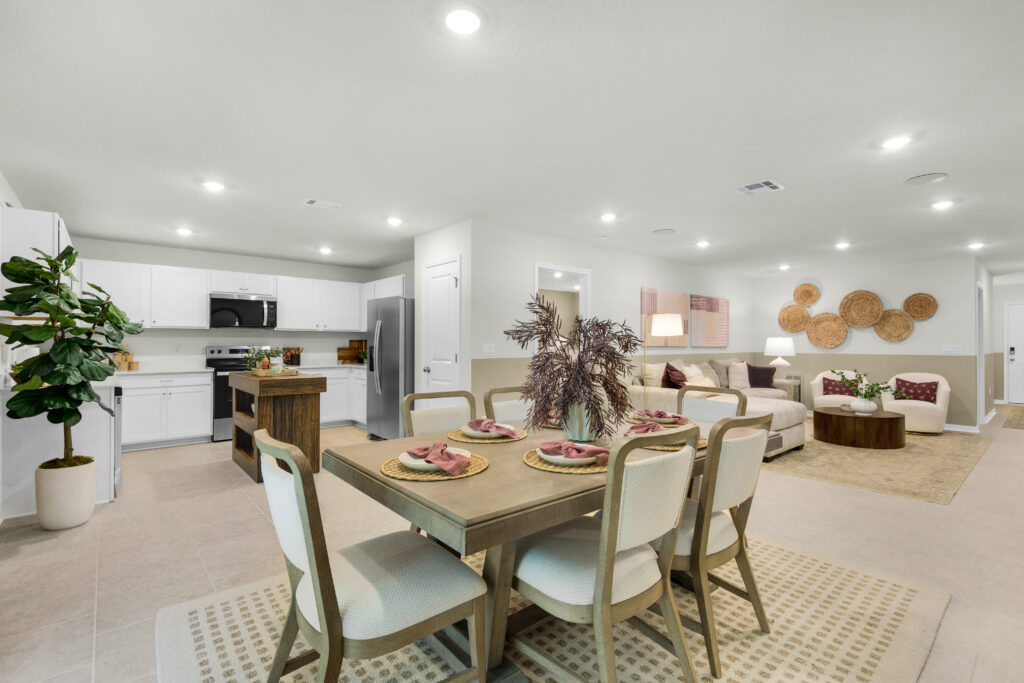 The Dining and Kitchen Areas in the Grayton floorplan from the Value Collection