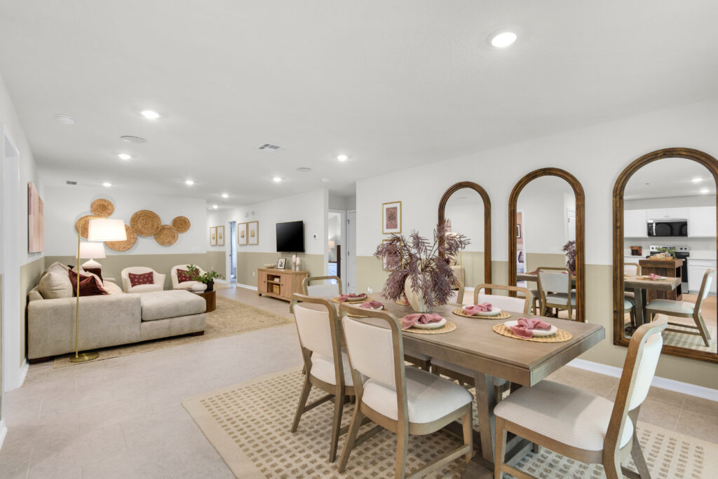 The Dining and Kitchen Areas in the Grayton floorplan from the Value Collection