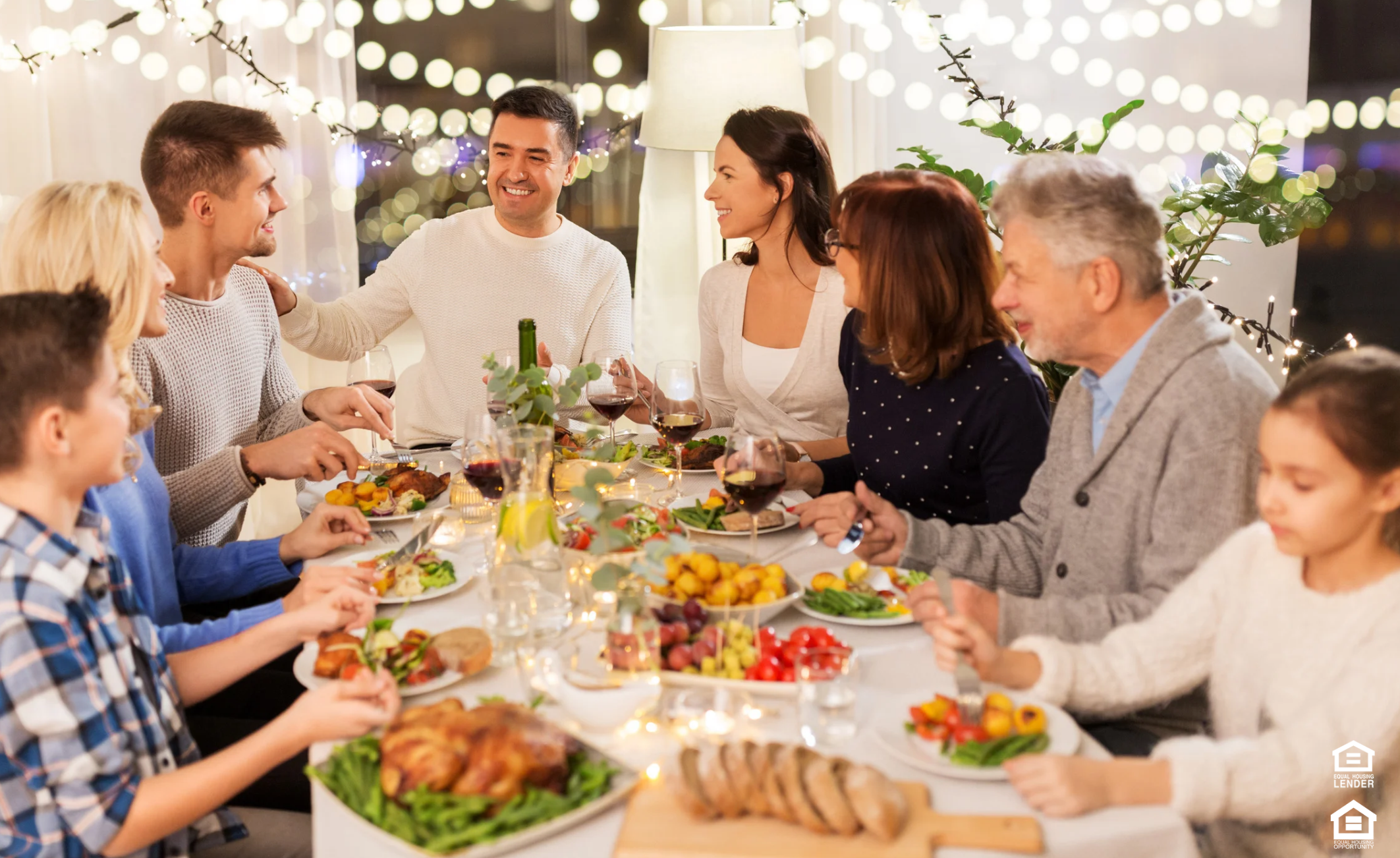 Family Gathered Around Table for Holiday Meal