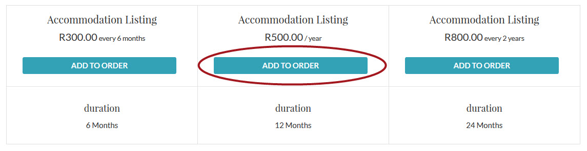 Choose your option and click the "Add to Order" Button