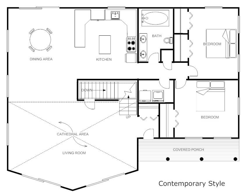 free house interior design drawing