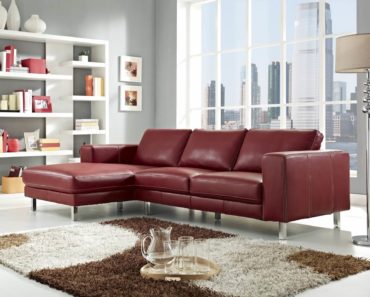 Elegant leather modern red sectional sofa