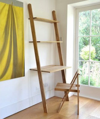 Leaning ladder shelf and desk Leaning ladder shelf and desk