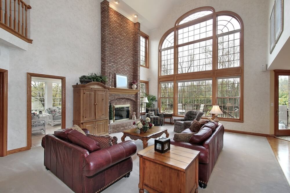 View of Living Room Two Story Great Room Coastal Home Open