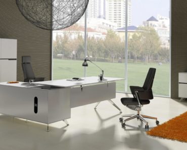 Modern L-shaped white desk