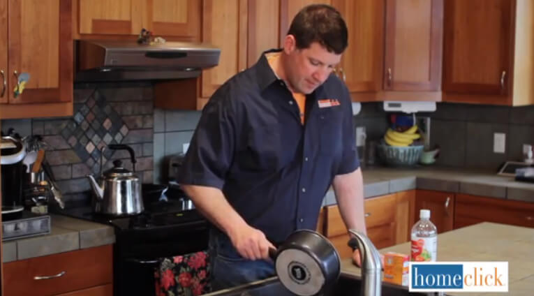 For the first step, you'll need to fill your pot with water and get it boiling on the stove. Simply use any medium or larger sized pot; you won't need a ton of water. Once it's boiling, pour it slowly down the drain, making sure not to splash too much. For the first step, you'll need to fill your pot with water and get it boiling on the stove. Simply use any medium or larger sized pot; you won't need a ton of water. Once it's boiling, pour it slowly down the drain, making sure not to splash too much.