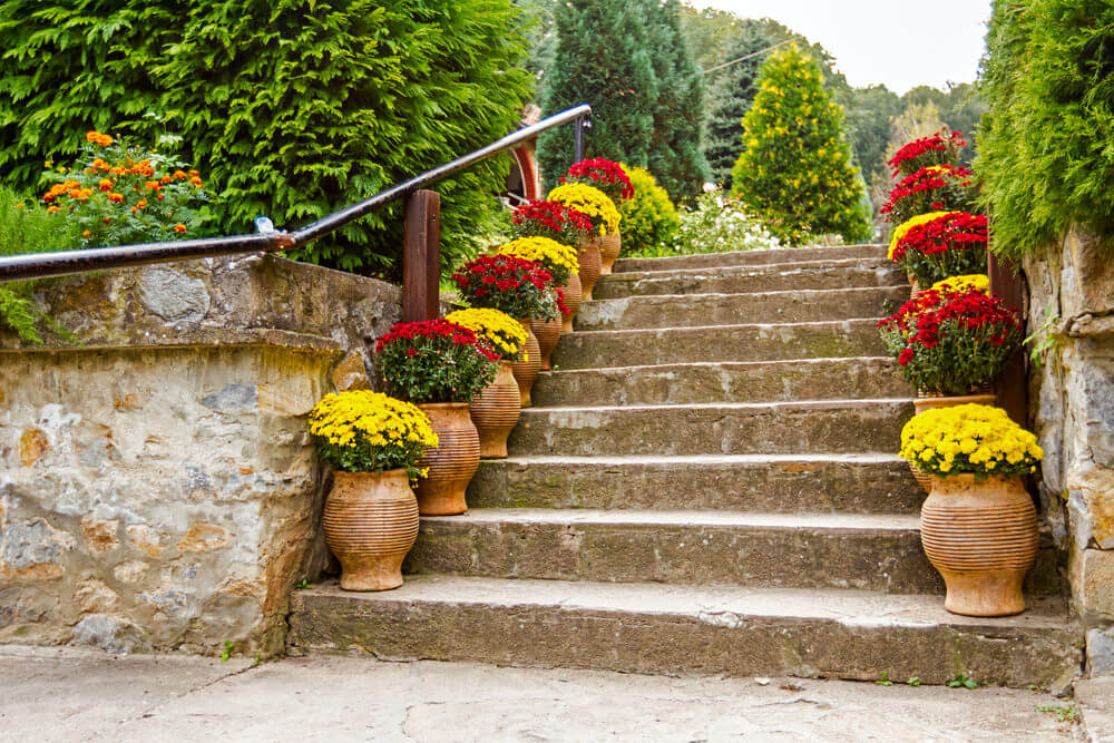 64 Outdoor Steps with Flower Planters and Pots Ideas (Pictures)