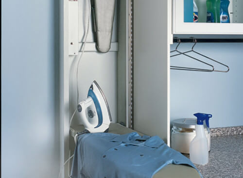 This changes the traditional ironing board. This design hides the ironing board behind a wall with a drop down instead of letting it rest on your floor and cluttering the area. This changes the traditional ironing board. This design hides the ironing board behind a wall with a drop down instead of letting it rest on your floor and cluttering the area.