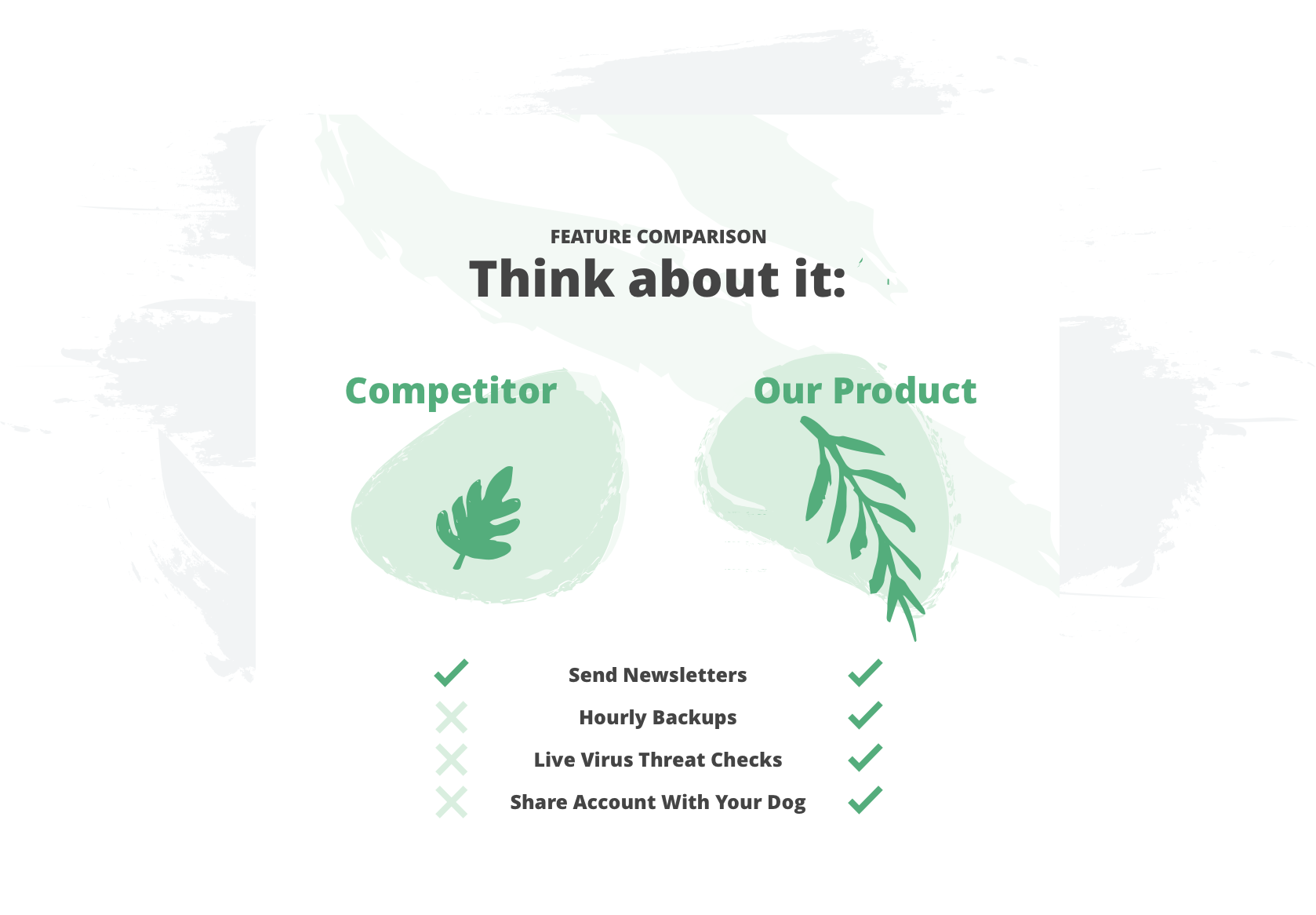 Example competitor comparison chart