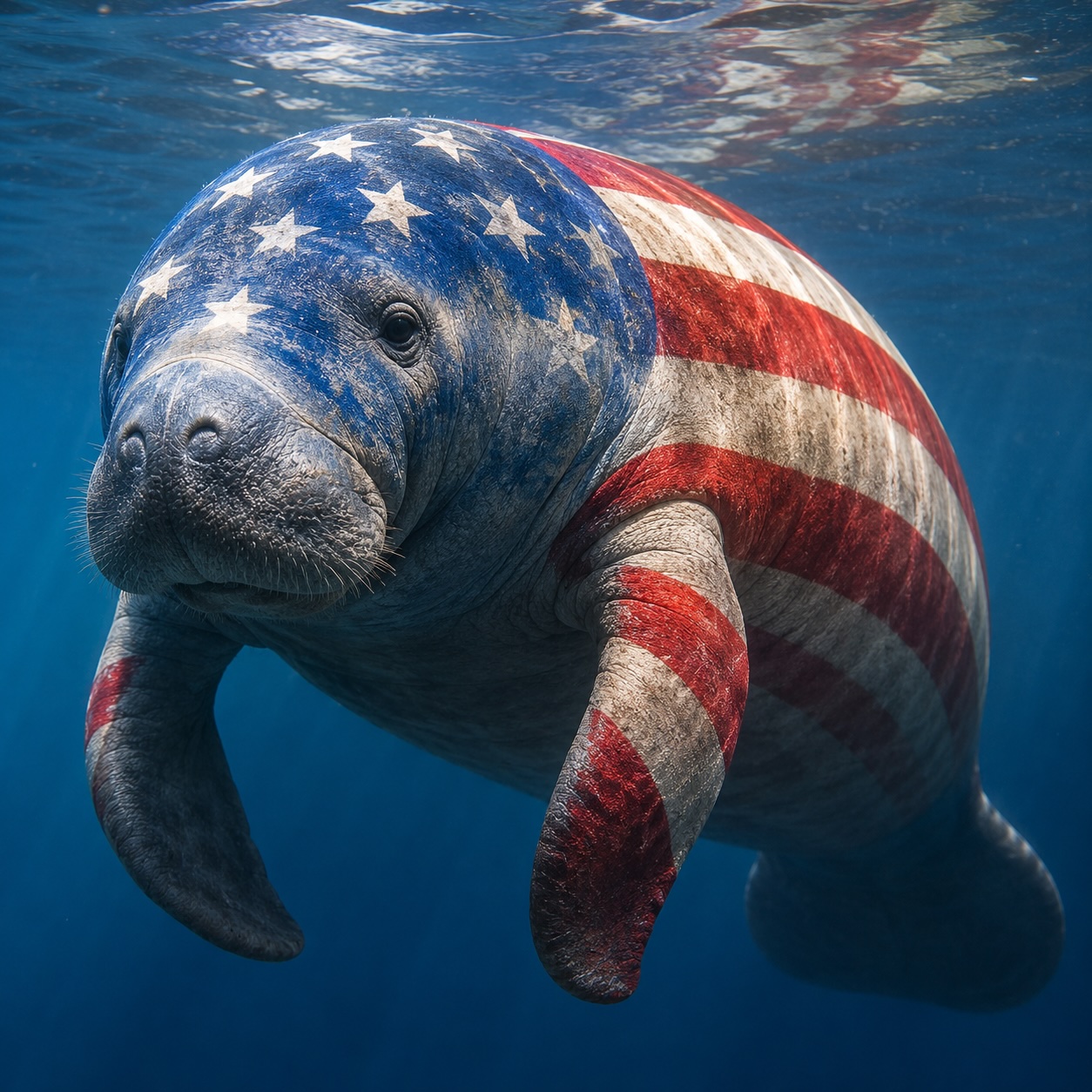 Patriotic manatee cover art