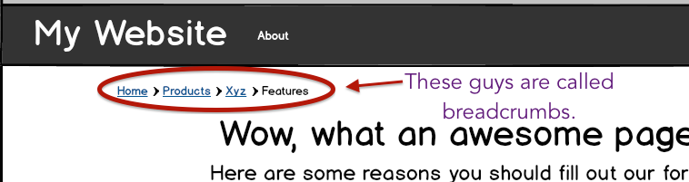 Wireframe Breadcrumbs