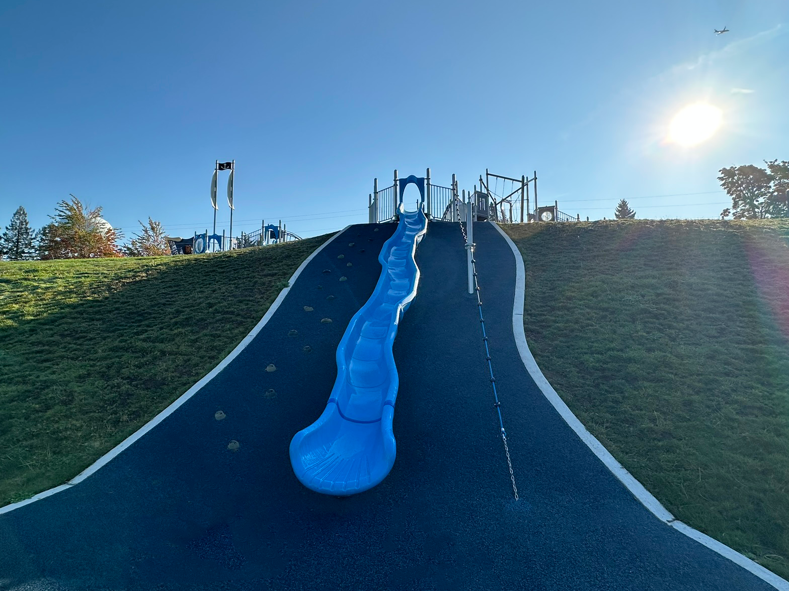 Des Moines Field House Park, playworld, ewf, pip, hill slide, berm slide