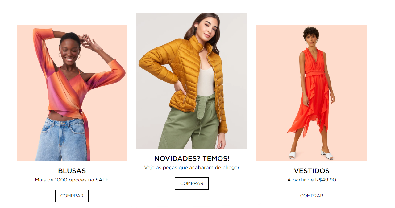 Vitrine loja virtual por categorias