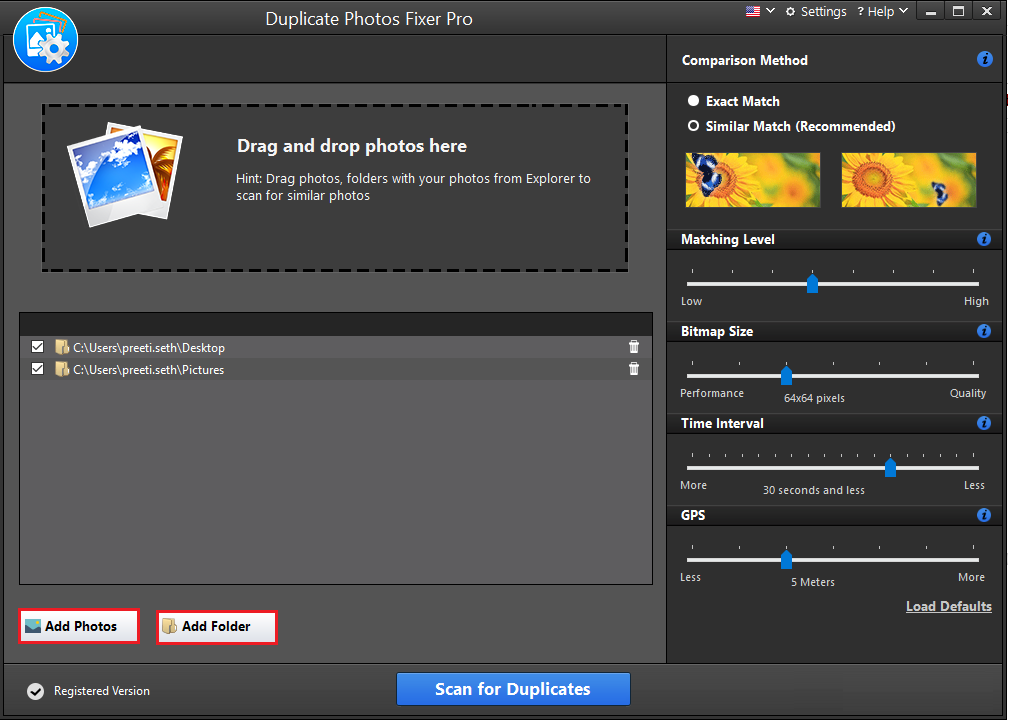 Find identical and similar photos in few clicks