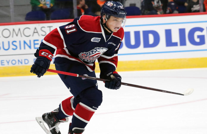 Cole Perfetti of the Saginaw Spirit. Photo by Natalie Shaver/OHL Images