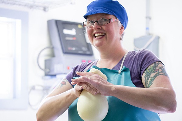 Rachel Fritz, shaping provolone!