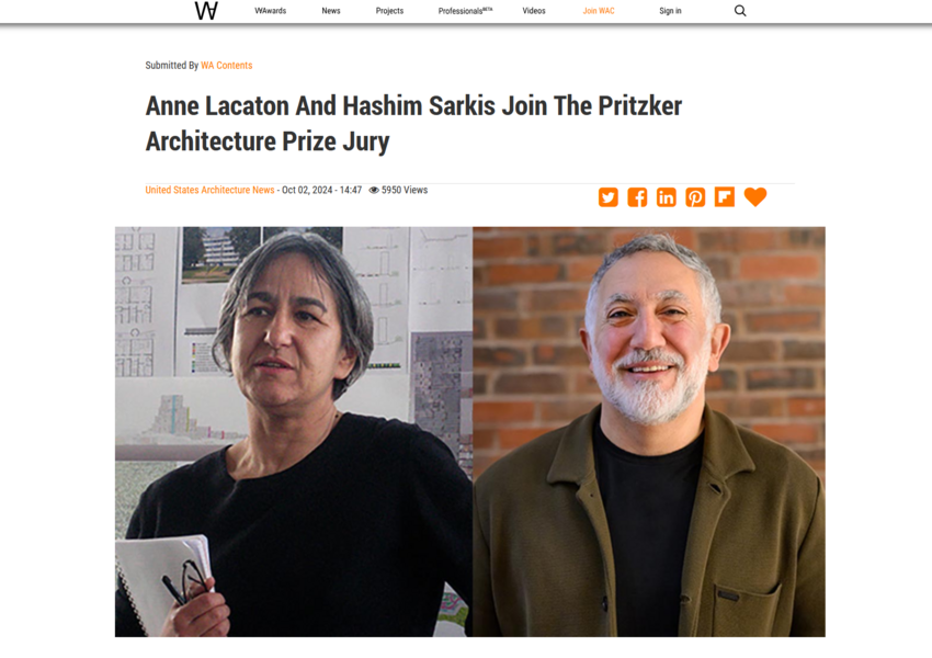Anne Lacaton and Hashim Sarkis join the Pritzker Architecture Prize Jury