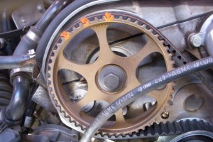 Painting markes on a timing belt Painting markes on a timing belt