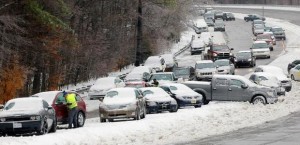 Cars stuck in Snow Storm