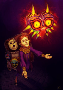 The Happy Mask Salesman and the Majora's Mask. Photo from: http://natsmall.deviantart.com/art/Happy-mask-salesman-203624286