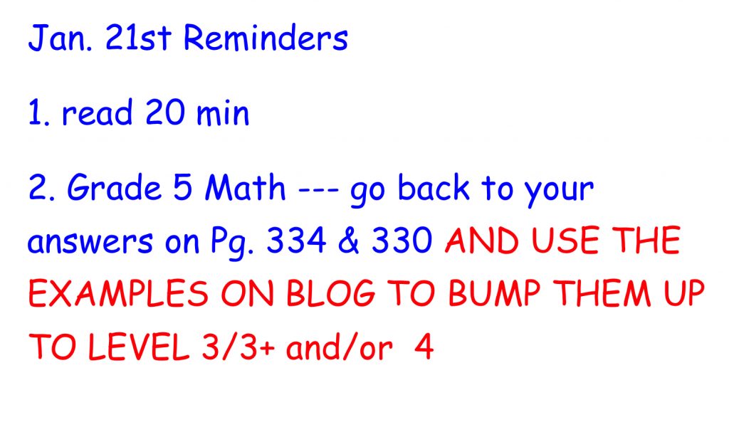 Jan21 2015 Reminders