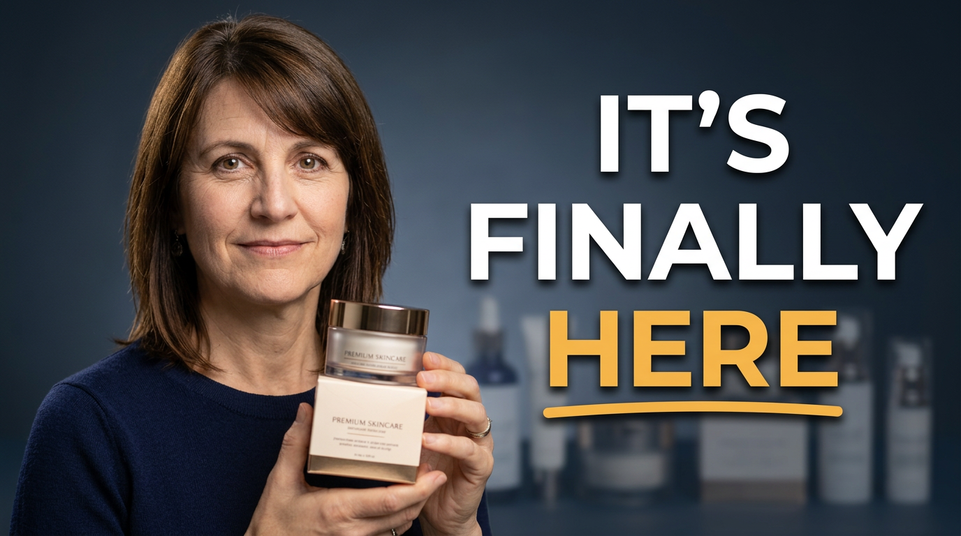 Female DTC founder holding newly launched skincare product packaging
