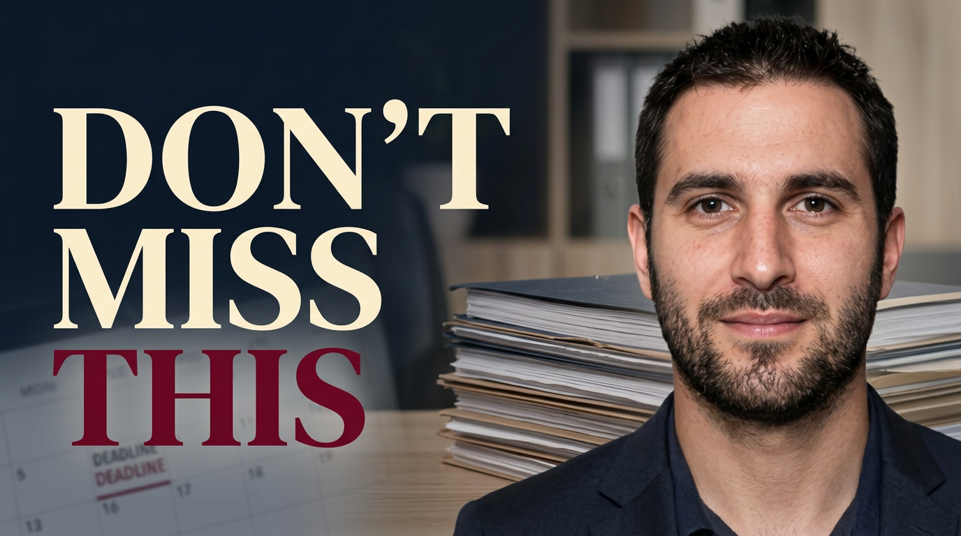 Male personal injury attorney in a polished office thumbnail composition