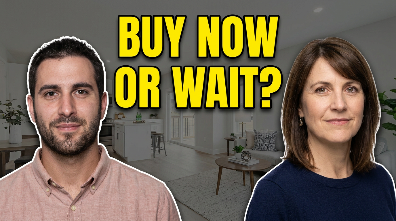 Two real estate professionals discussing a home buying decision thumbnail concept