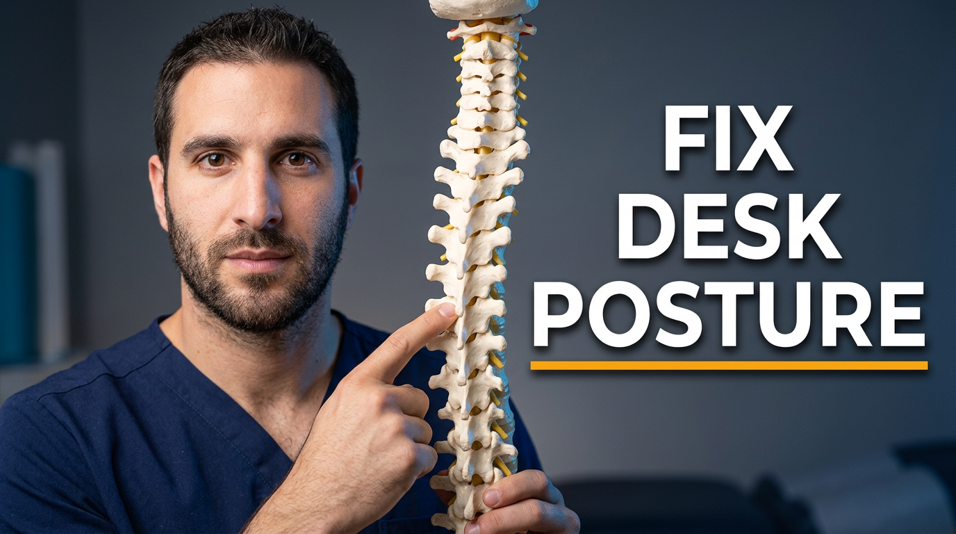 Male chiropractor pointing to a spine model in a bright treatment room