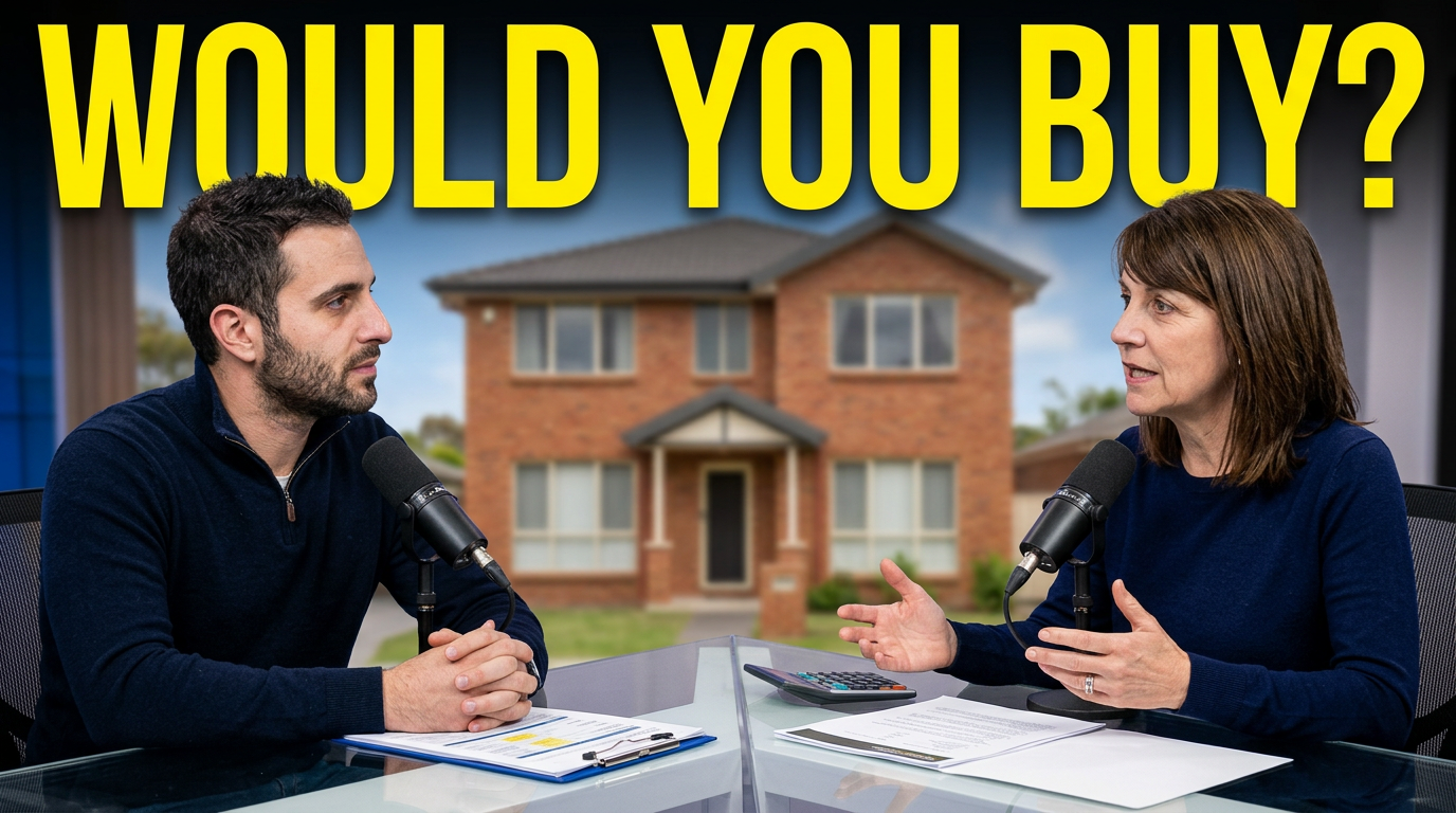 Two real estate investing partners discussing a residential investment property