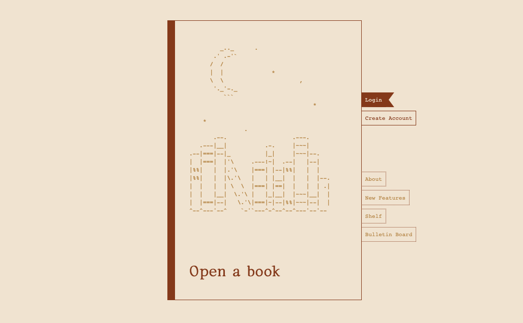 Front page of Bookself Town