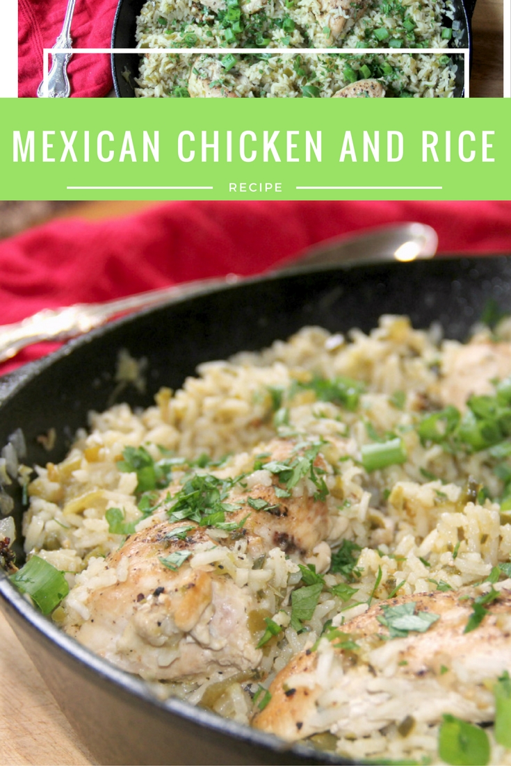 Mexican Chicken and Rice in one pot with green onions and cilantro--it's a quick and easy weeknight meal!