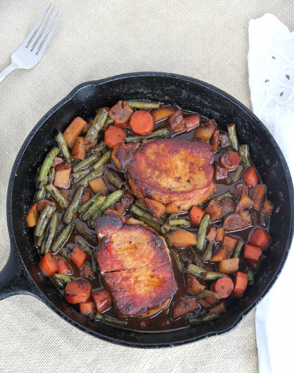 Skillet Pork Chops with Vegetables | inasouthernkitchen.com