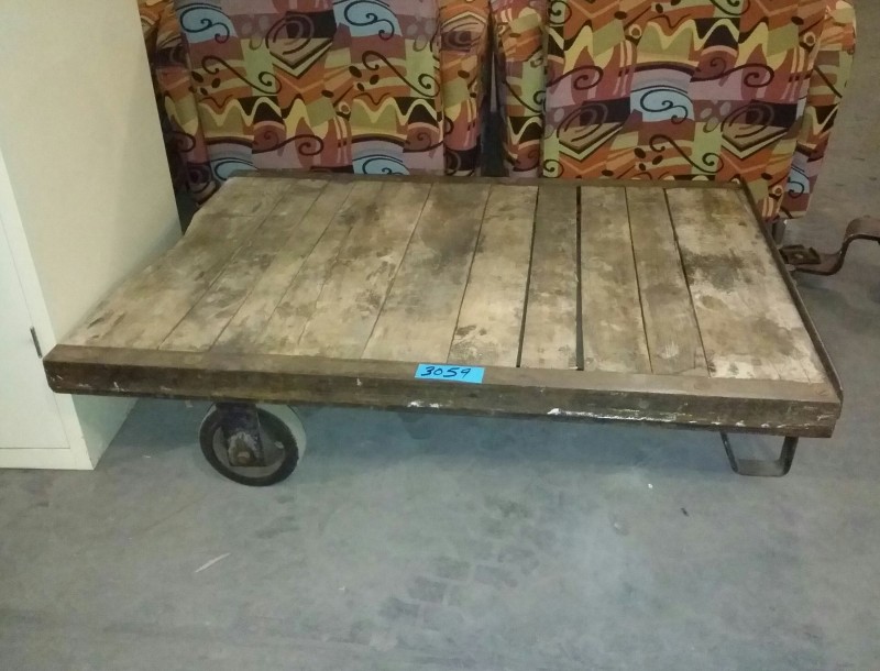 iBid Lot 3059 Vintage Factory Platform Cart/Dolly