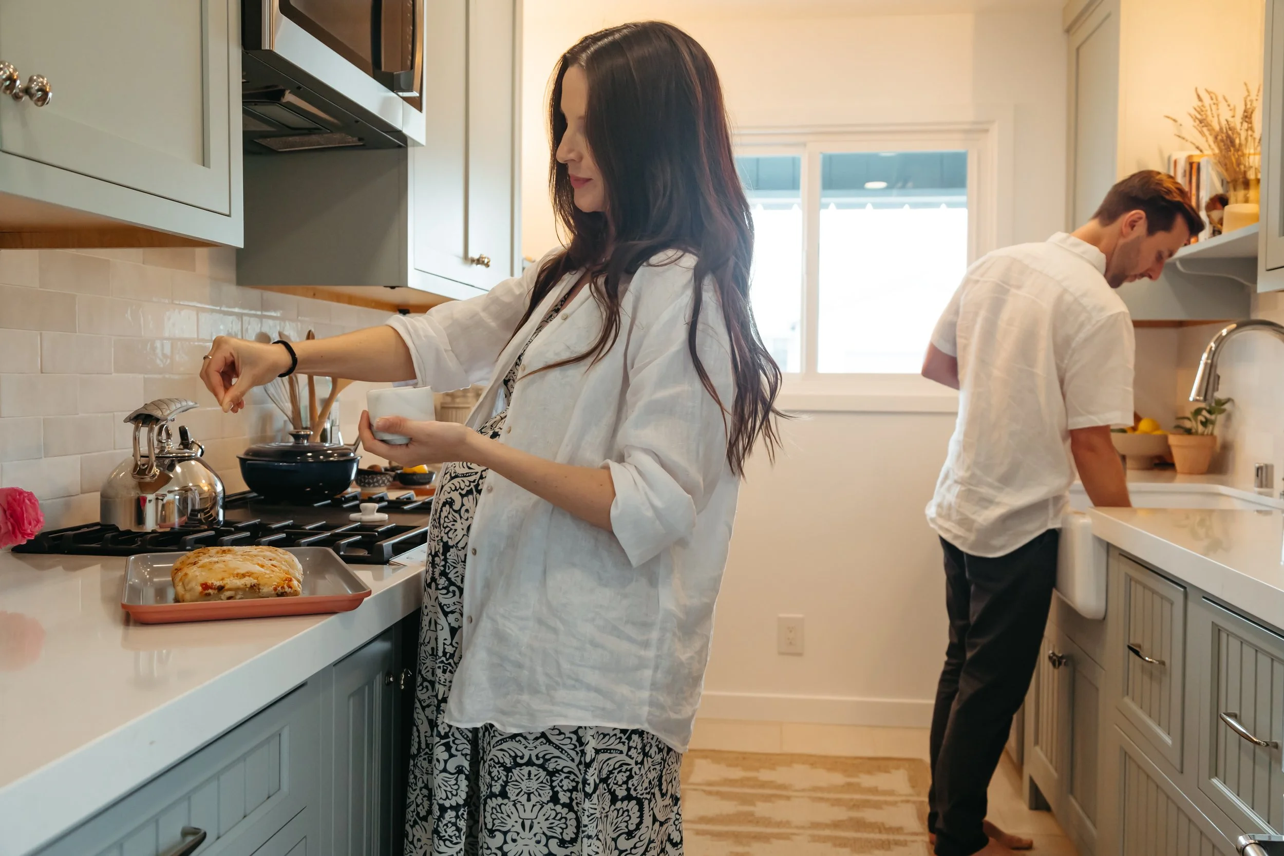 lady cooking new kitchen
