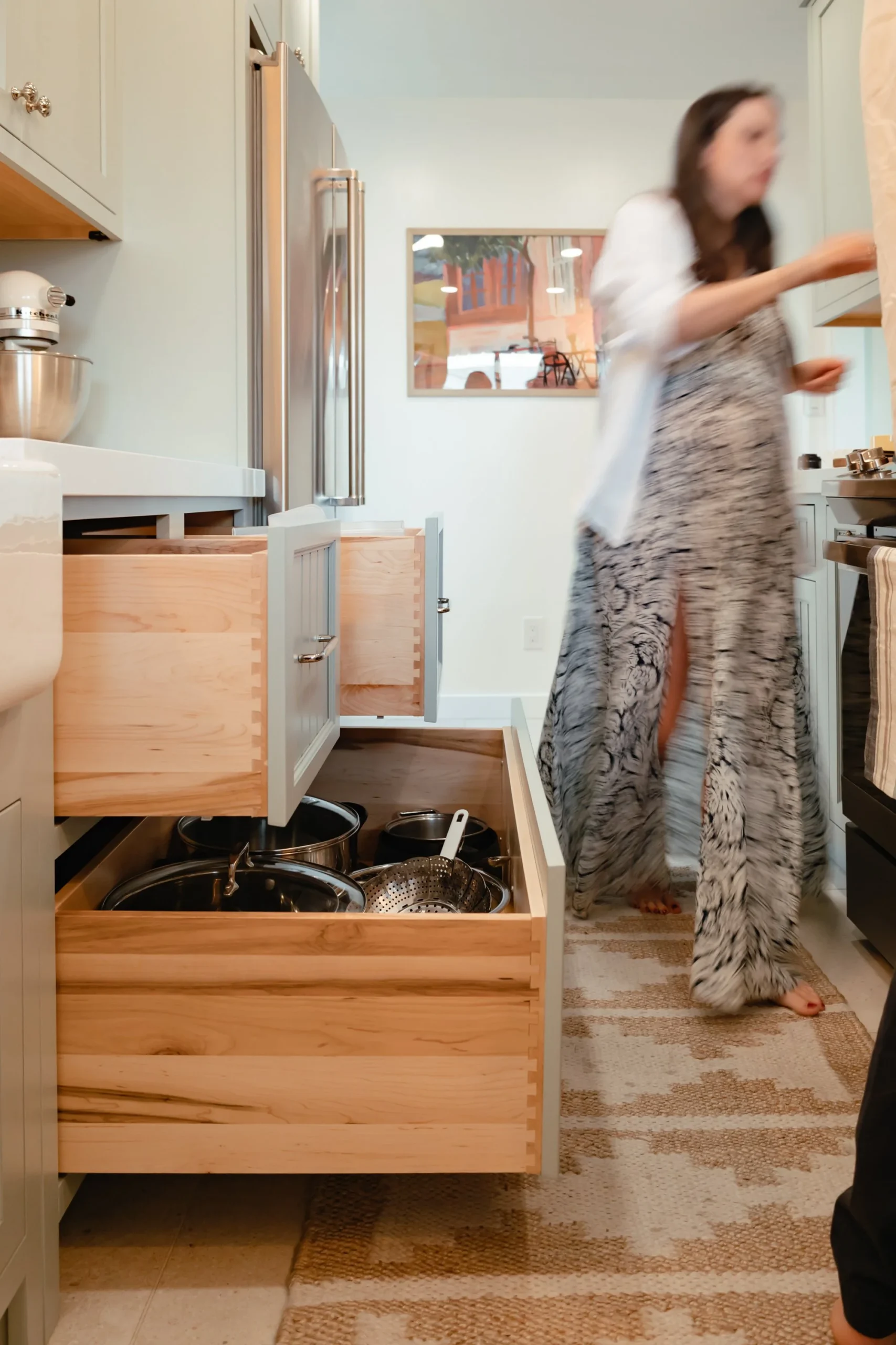 open cabinet drawers