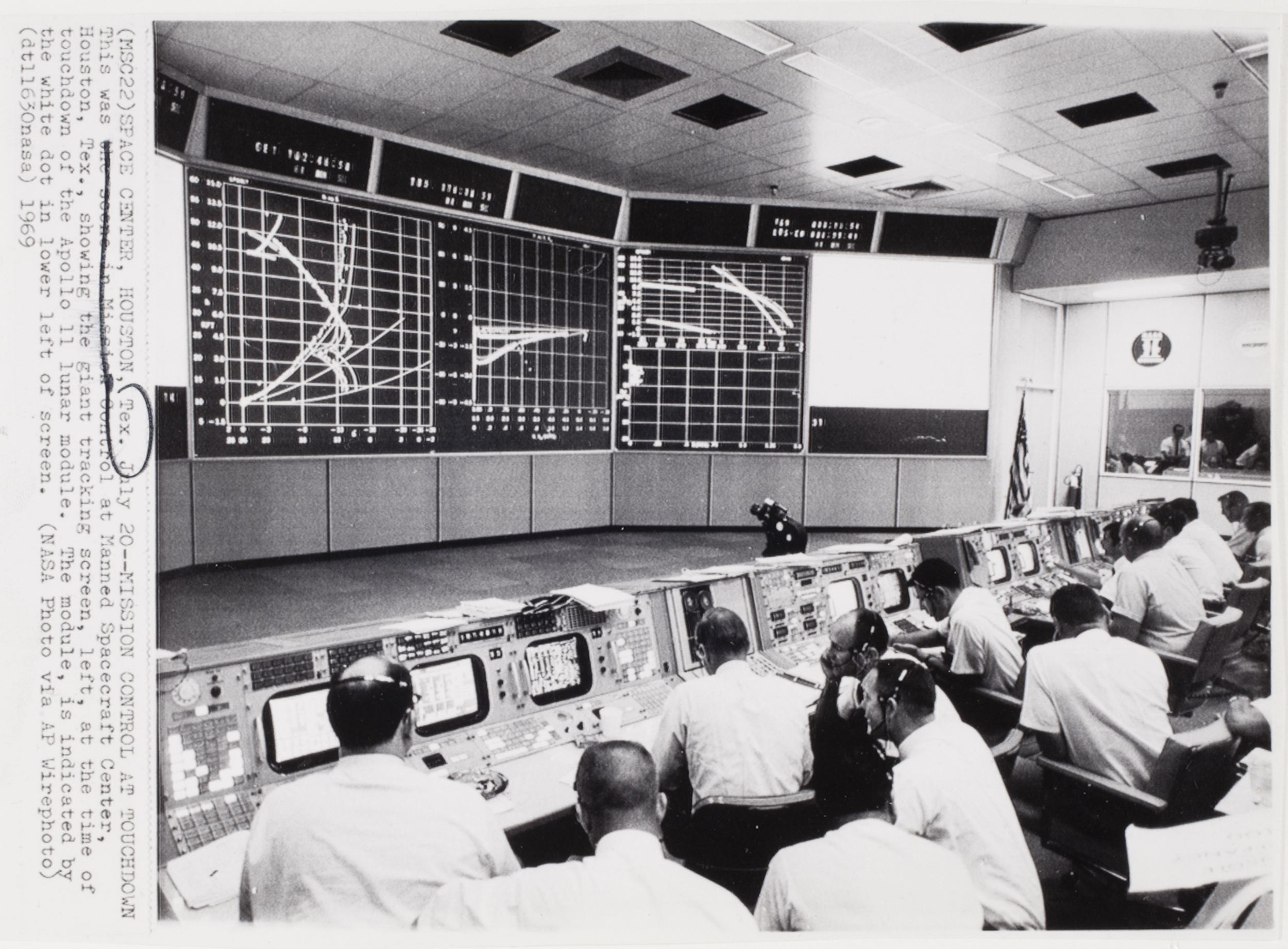 [Mission Control at touchdown of Apollo 11 lunar module, Manned