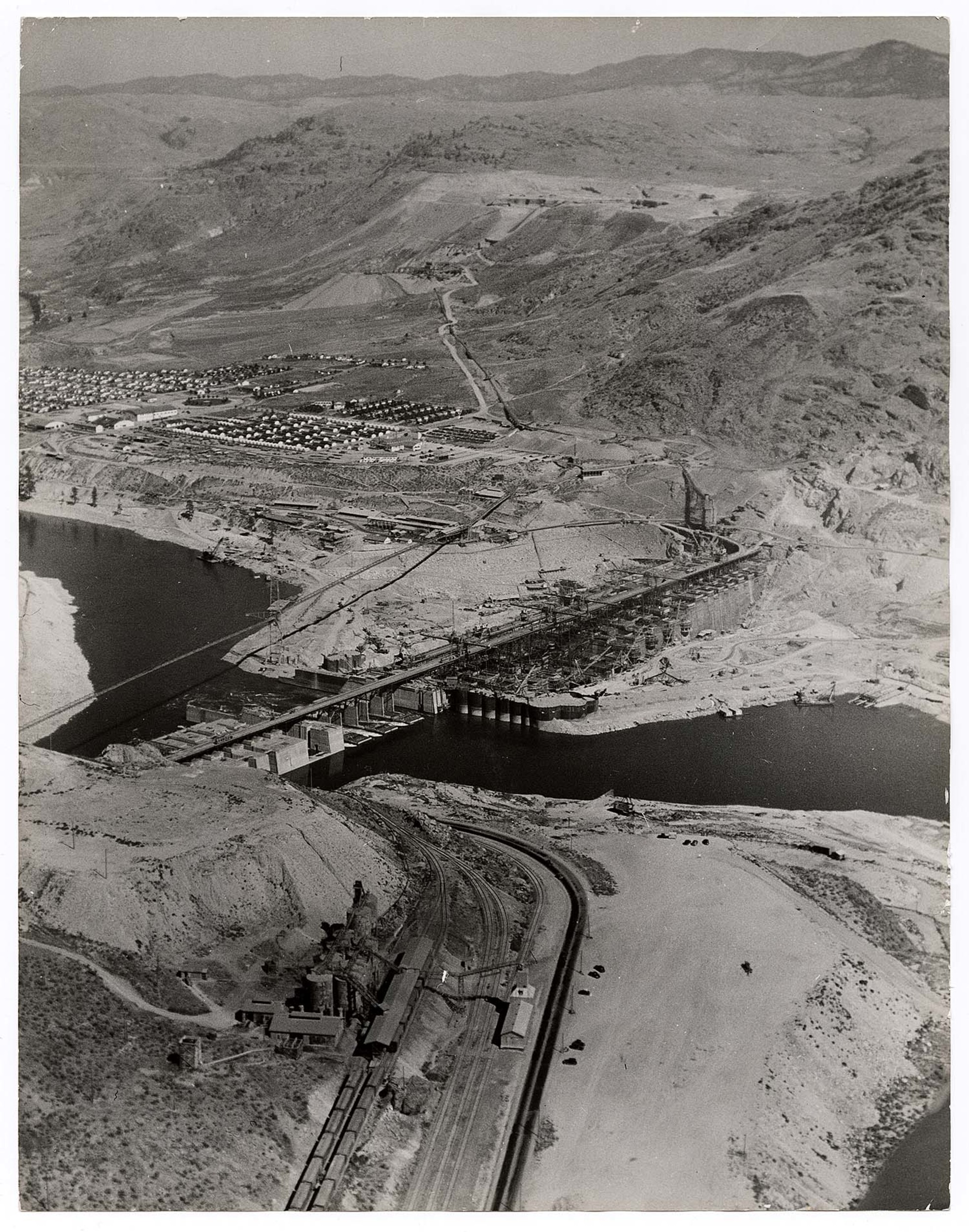 [Aerial view of the construction of the Grand Coulee Dam, Washington