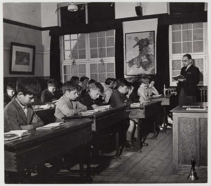 [Children in school in coal mining community, Rhonnda Valley, Wales]