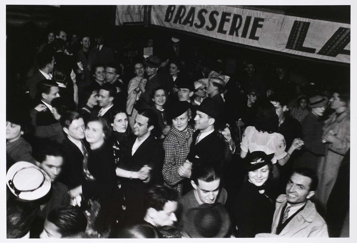 [Dancing in the street on the evening of Bastille Day, Paris]