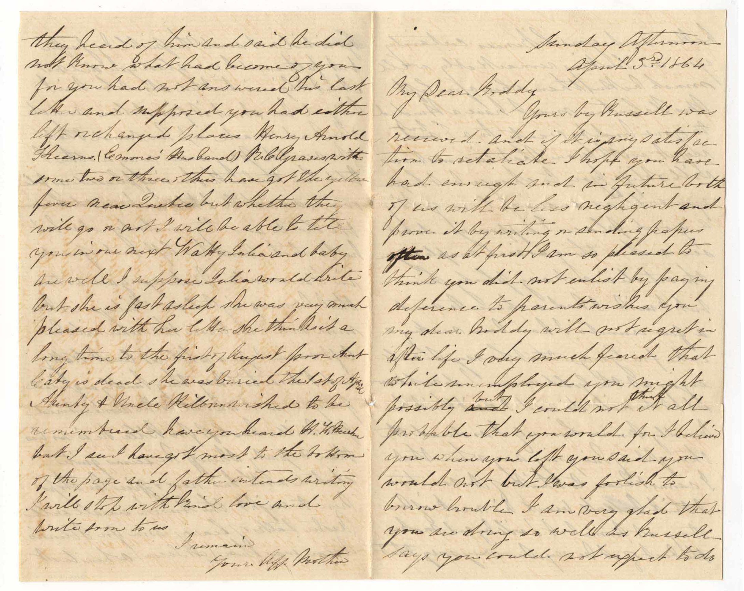 [Letter from Julia C. Easton Denaut to her son Roderick Denaut ...