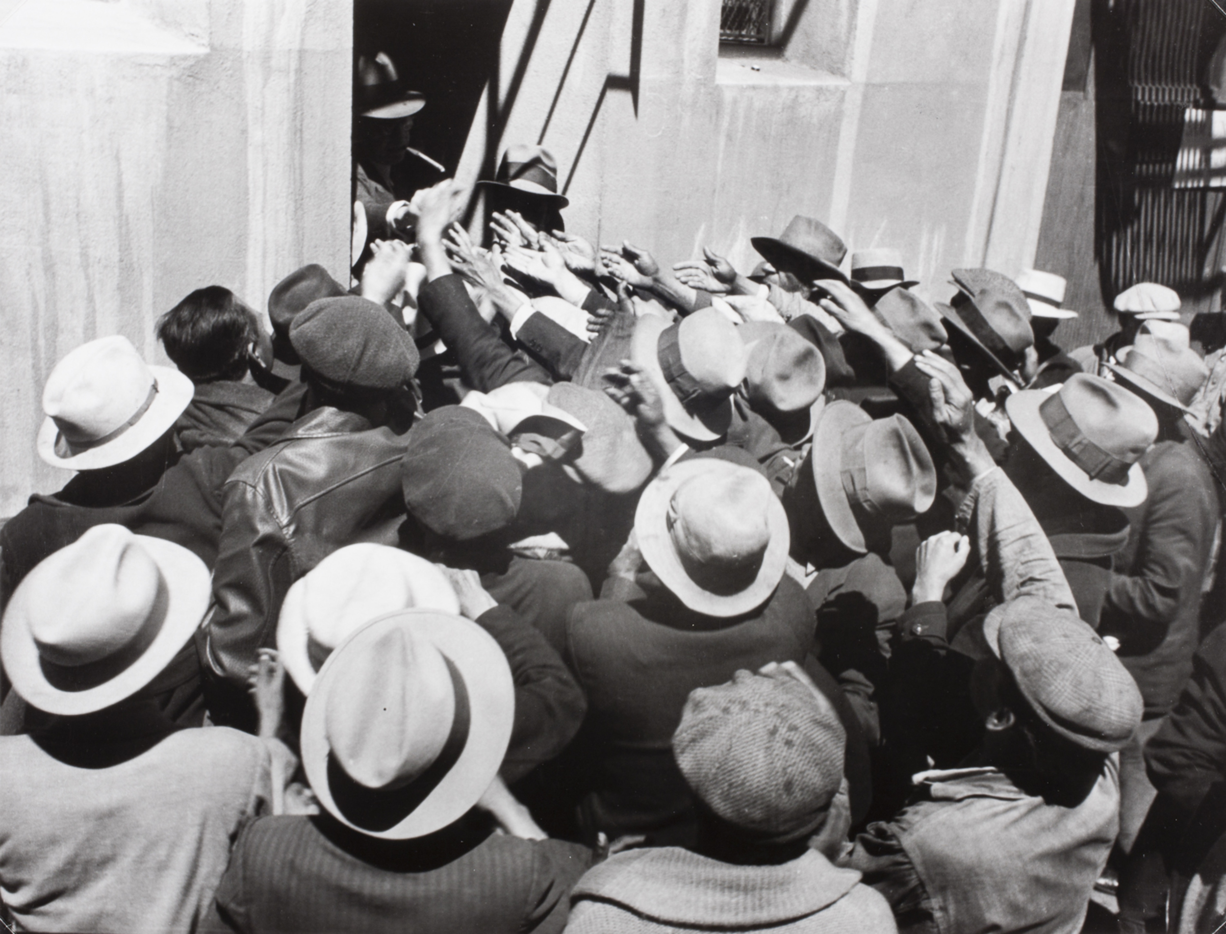 Men begging for jobs, San Francisco waterfront International Center