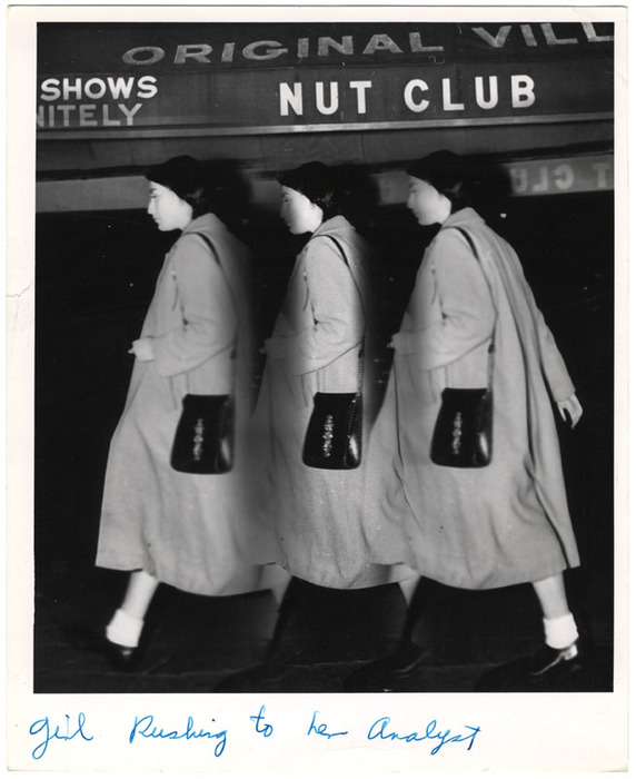 Girl rushing to her analyst (distortion)